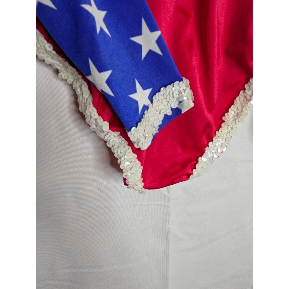 USA Stars and Stripes Dancewear Sequined Leotard Child Large OOC Pageant Glitzy
